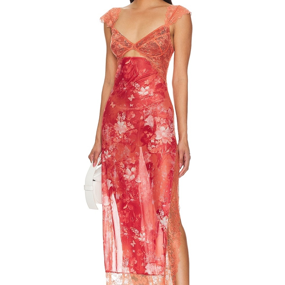 Free People Suddenly Fine Maxi Apricot Combo